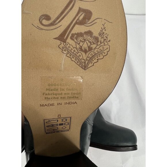 Free People Women's Naomi Ankle Heel Boot Leather Blue Size 8 Block Heel - Picture 8 of 10